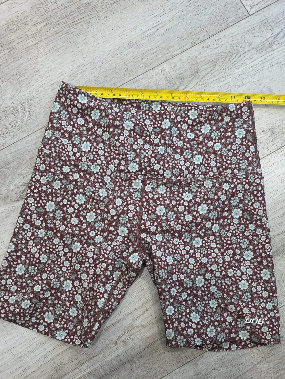 Lorna Jane Maroon Floral High-Rise Bike Shorts